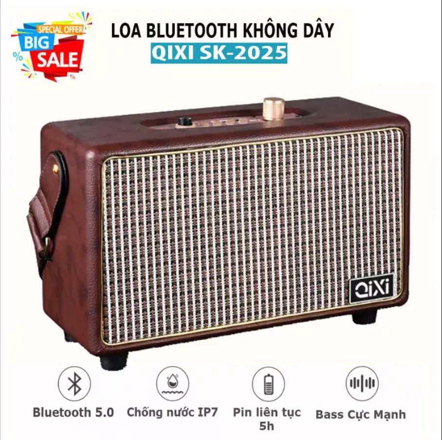 (Loa Nhập Mỹ) Loa Không Dây Bluetooth Công Suất Lớn 20W Nghe Nhạc Cực Chất, Tặng Kèm Míc Hát Karaoke Siêu Hay, Loa Siêu Trầm Cao Cấp Qixi 25, Loa Bass Mạnh, Pin Khủng, Pin Trâu 24H, Âm Thanh Hay, Kết Nối Mọi Thiết Bị.(BH 12 Tháng)