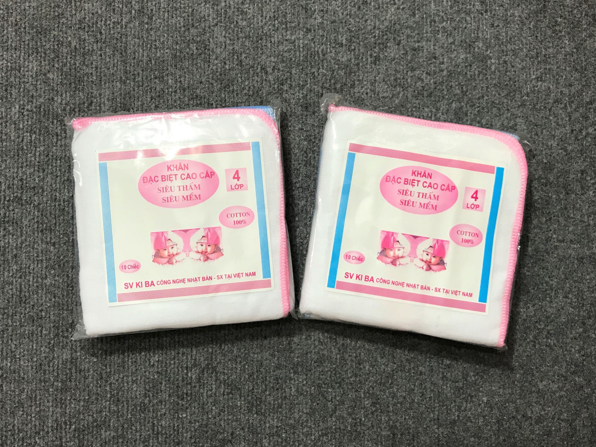 Bộ 20 Chiếc Khăn sữa sơ sinh KiBa 4 lớp chất xô màu trắng - Khăn sữa cho bé sơ sinh