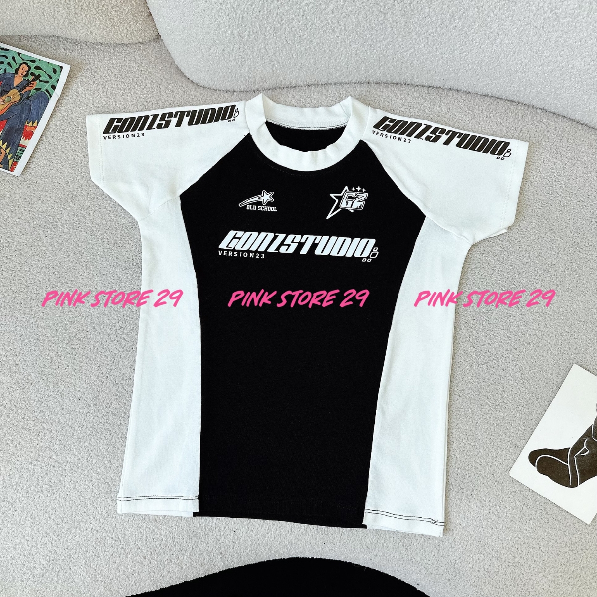 Áo thun Baby Tee tay raglan PINKSTORE29 phong cách in hình Gonz V3 A5840