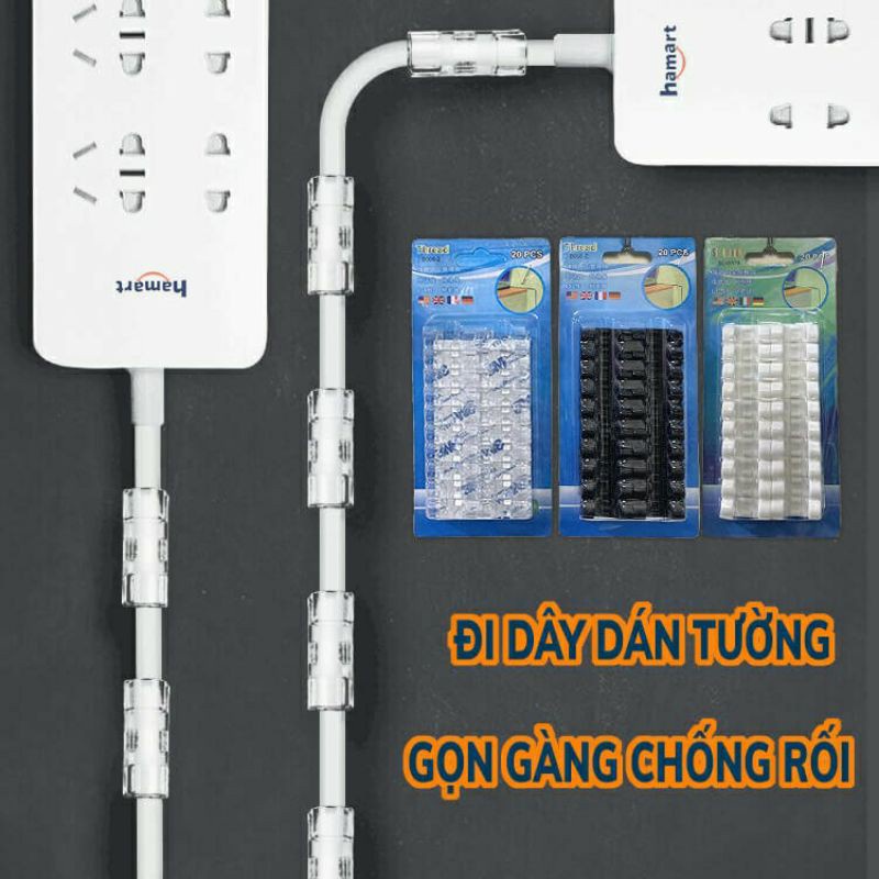 Bộ 20 nẹp dây điện dán tường tiện lợi