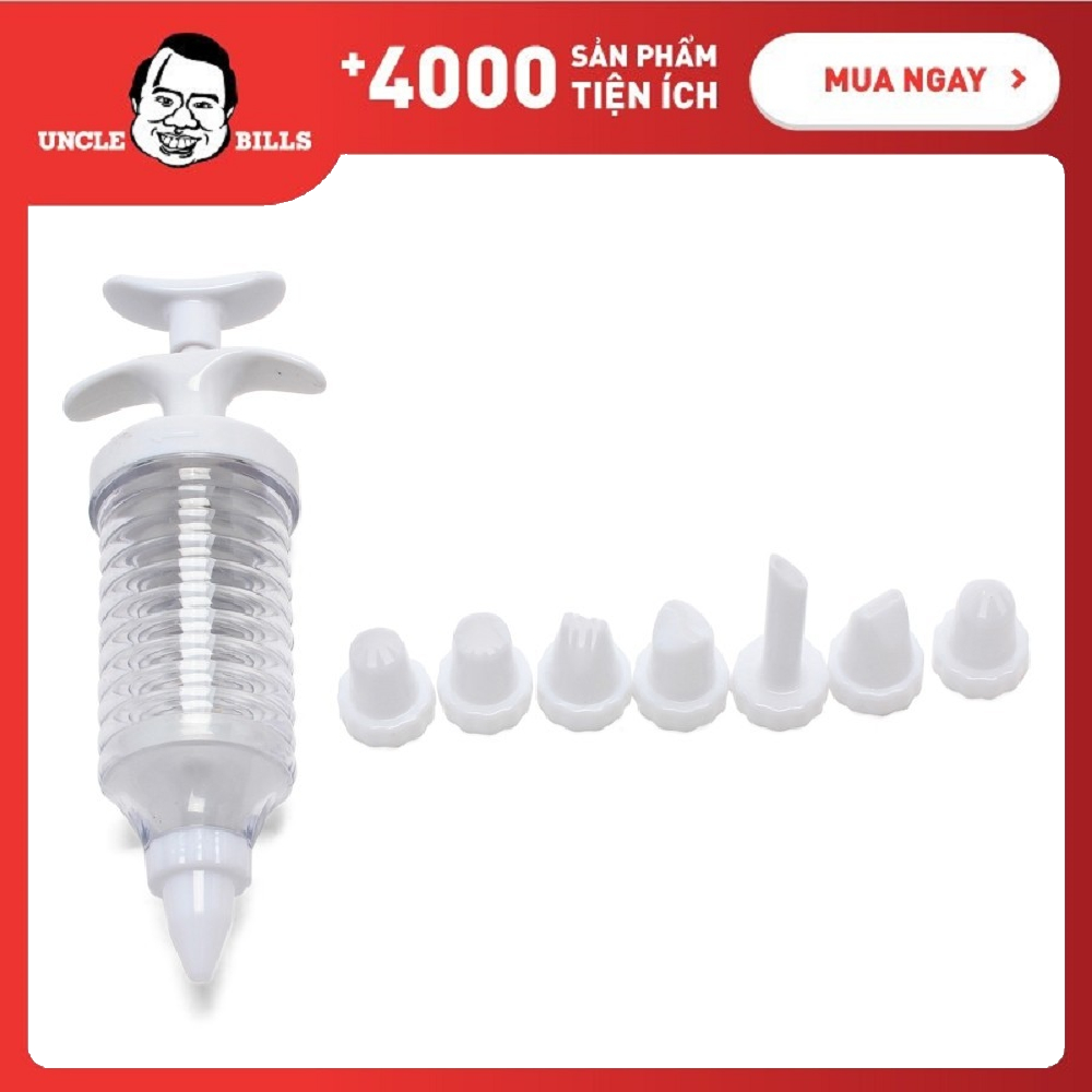Bộ dụng cụ trang trí bánh kem gồm 1 ống bơm và 8 mũ phun kem ubl kt0126