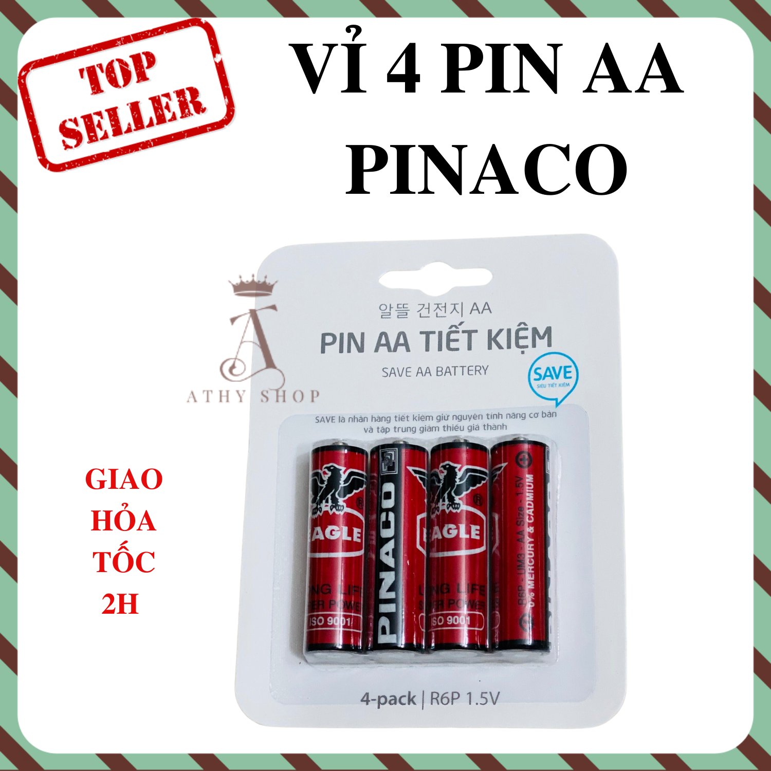 Combo 4 viên pin aa siêu tiết kiệm pinaco vỉ 4 pin 2a athy shop