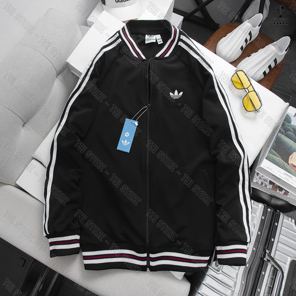 Áo Bomber SST Màu Đen Bo Viền Sọc Đỏ Chất Liệu Poly Co Giãn 4 Chiều - 5 size 48-85kg - BIG SIZE - HOTTREND Năm nay
