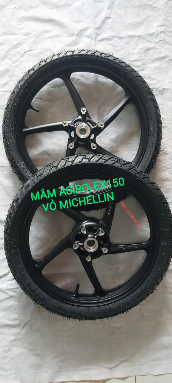 BÁNH MÂM ASIRO 1.4 1.6 EX150  VỎ MICHELIN THÁI K RUỘT 70, 80.