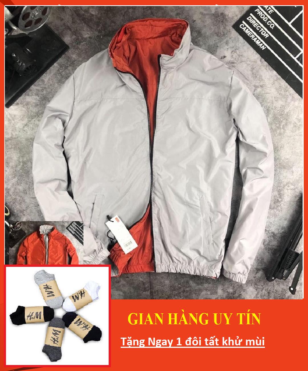 Áo Khoác Gió 2 Mặt  Hàng Việt Nam xuất khẩu , 2 lớp Mặc Được 2 mặt Giấu Mũ Tiện Lợi, Kèm Túi Porket, chống nước - Áo gió nam nữ - Nhiều màu chọn lựa - G08 ( Tặng Tất Khử Mùi )