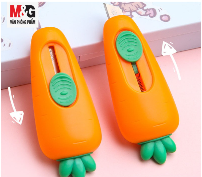Dao rọc giấy mini lưỡi ngắn hình củ cà rốt dễ thương