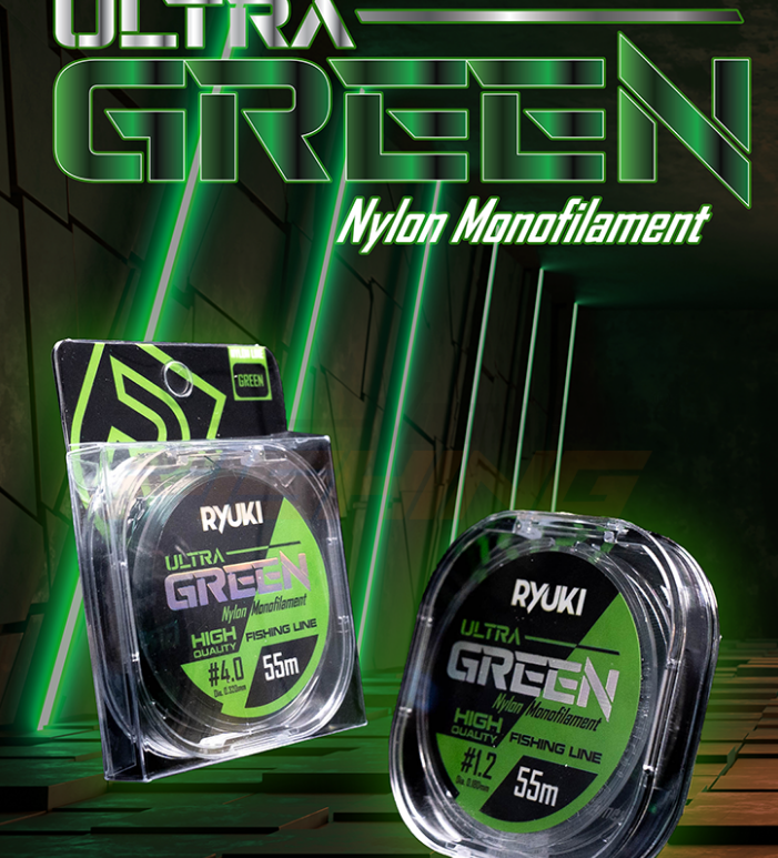 Dây Câu RYUKI Ultra Green 55m, cước trục câu cá, cước câu cá chính hãng