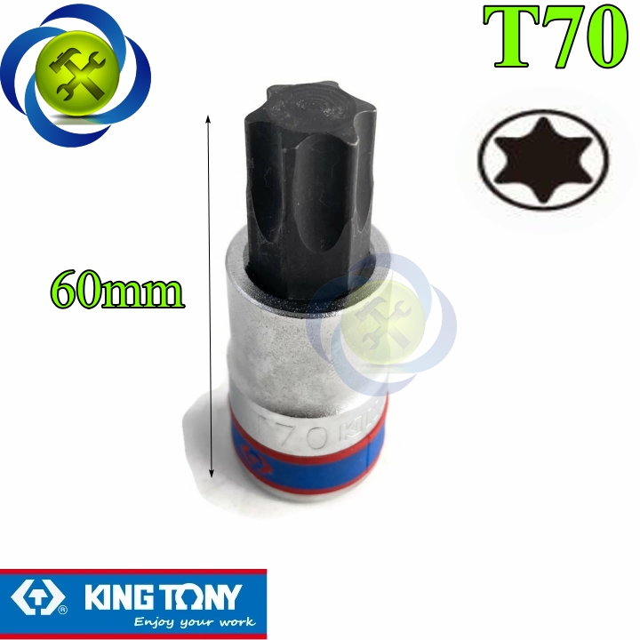 Đầu tuýp sao t70 1/2 kingtony 402370 dài 60mm trắng đen