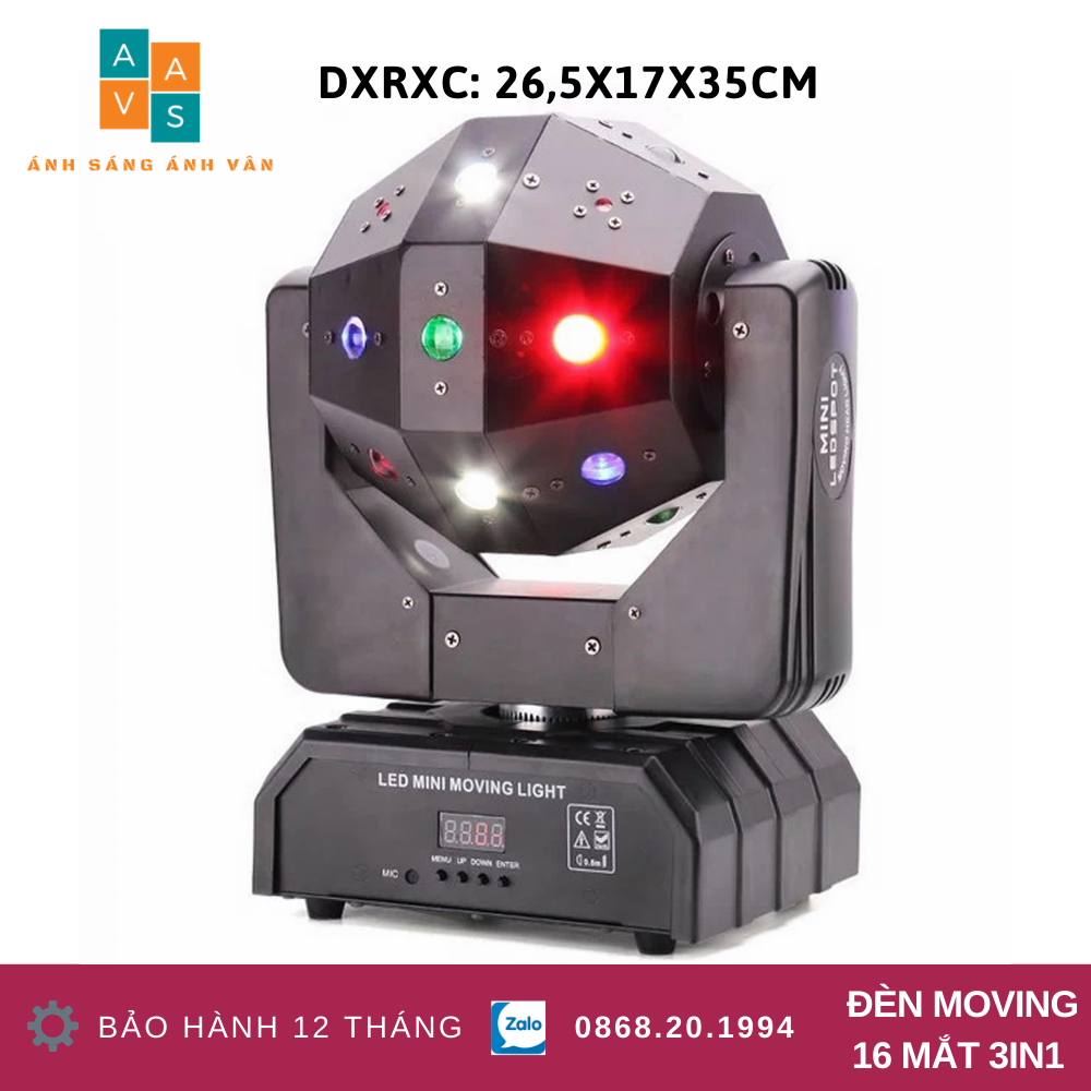 Đèn Moving 16 mắt 3in1 Led, Laser, Chớp| Đèn Sân khấu| Vũ trường| Phòng bay| Phòng Karaoke