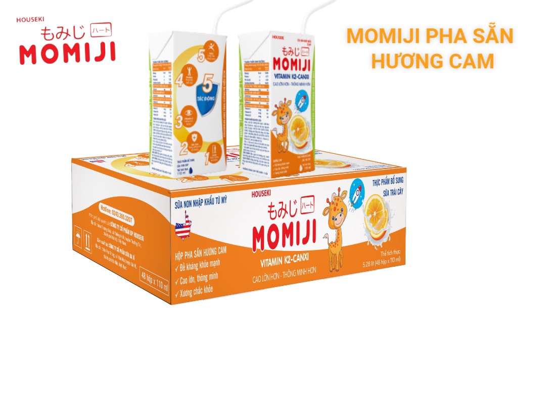 Sữa pha sẵn MOMIJI CAM 110ml 48 hộp date mới nhất