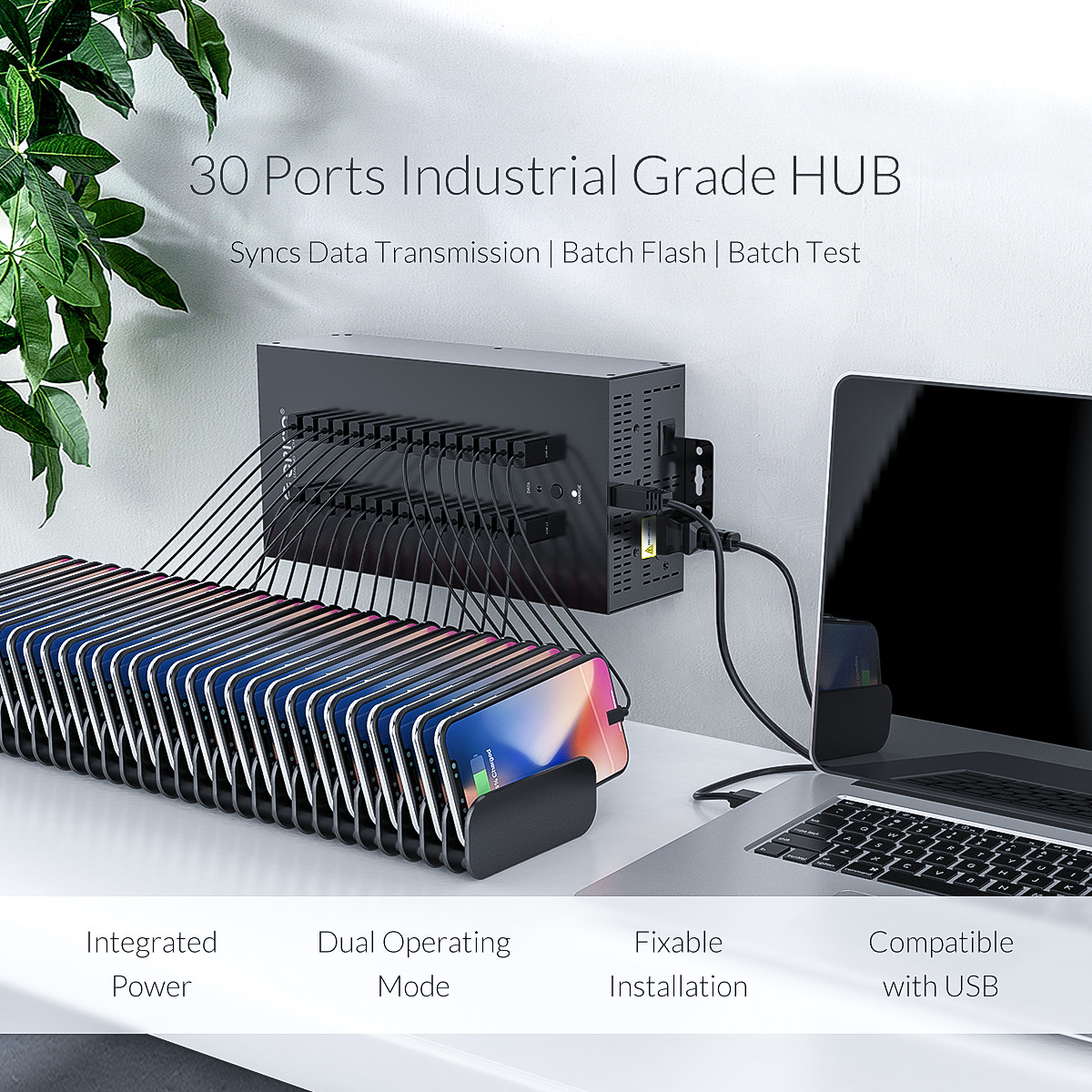 Bộ chia USB HUB Orico IH30P-EU-BK 30 cổng USB 2.0 - Hàng Chính Hãng