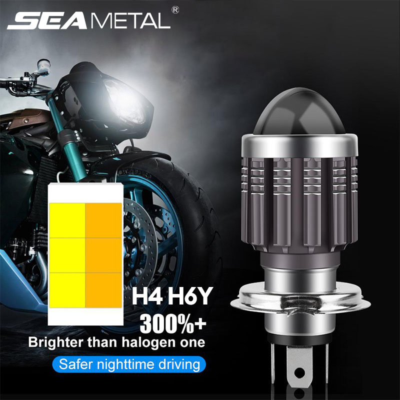 1 cái đèn pha xe máy bóng đèn led h4 h6 ba20d xe máy đèn led 6000k cầu sáng pha trắng cos vàng dành cho xe máy