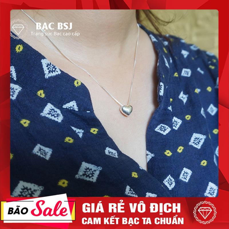 Dây chuyền nữ mặt trái tim bạc ta cao cấp, bạc bsj - dcn02