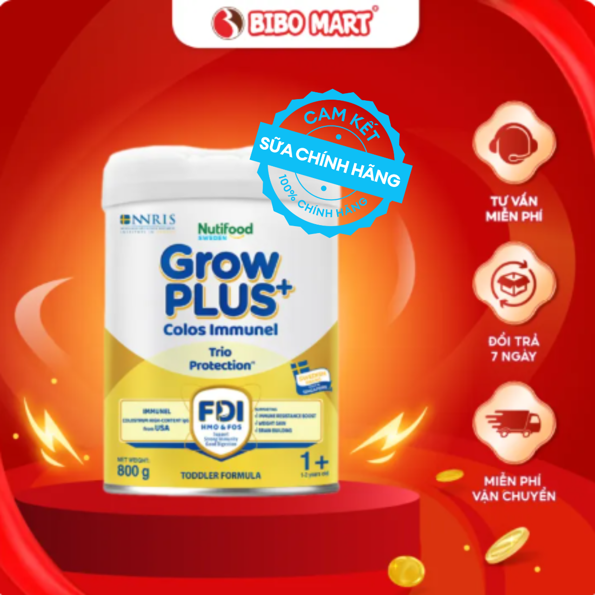 Sữa GrowPLUS+ Colos Immunel Cho Bé Tăng Cường Miễn Dịch Phát Triển Toàn Diện Lon 800g - Bibo Mart