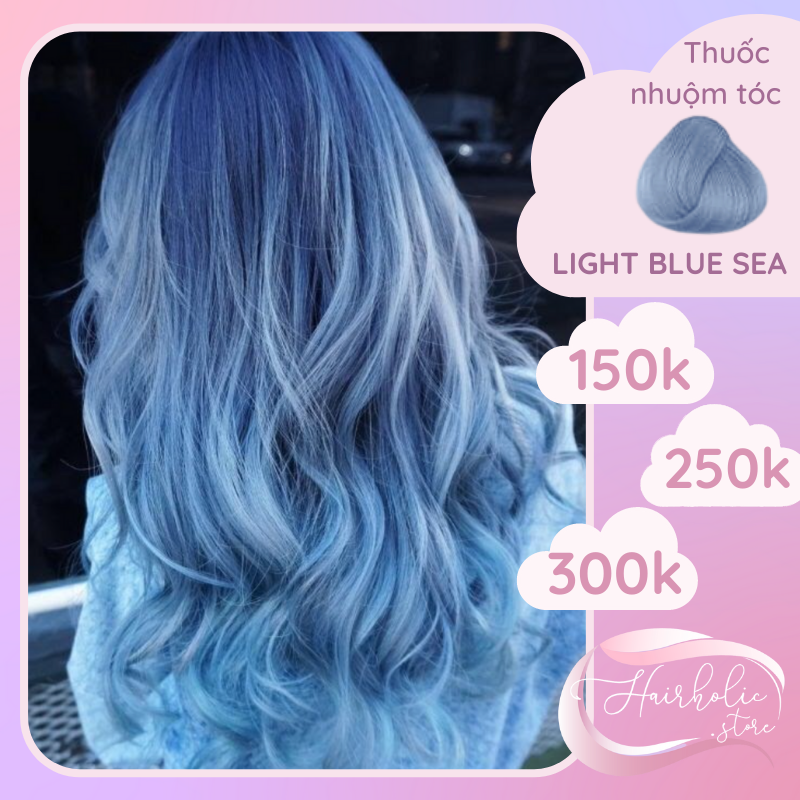 Màu nhuộm tóc màu Light Blue Sea Hairholic khó phai + Tặng kèm ủ tóc Bio.