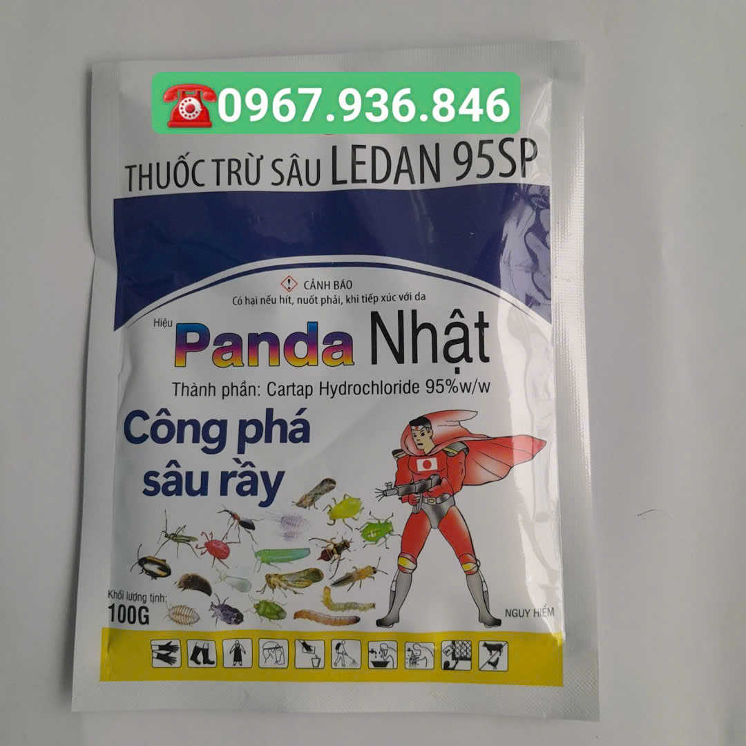 Thuốc trừ Sâu Ledan 95 SP- Panda Nhật- gói 100g , thành phần Cartap Hydrochloride 95%, Đặc trừ sâu đục thân, rầy, rệp HiệuCông phá sâu rầy, hạ gục nhanh, ung trứng, hiệu lực kéo dài