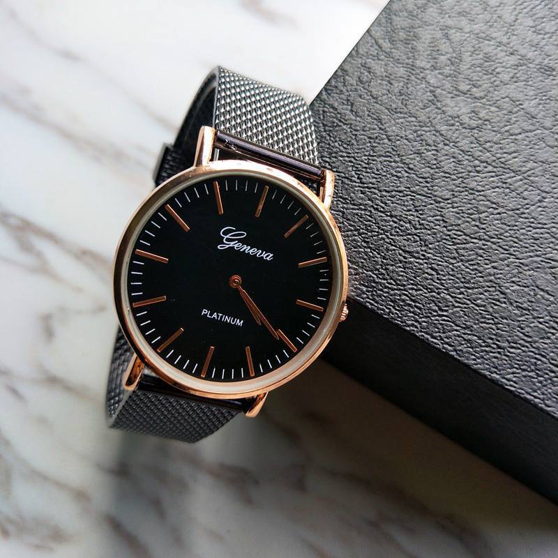 Đồng hồ thời trang nam Geneva dây lưới nhựa QA263