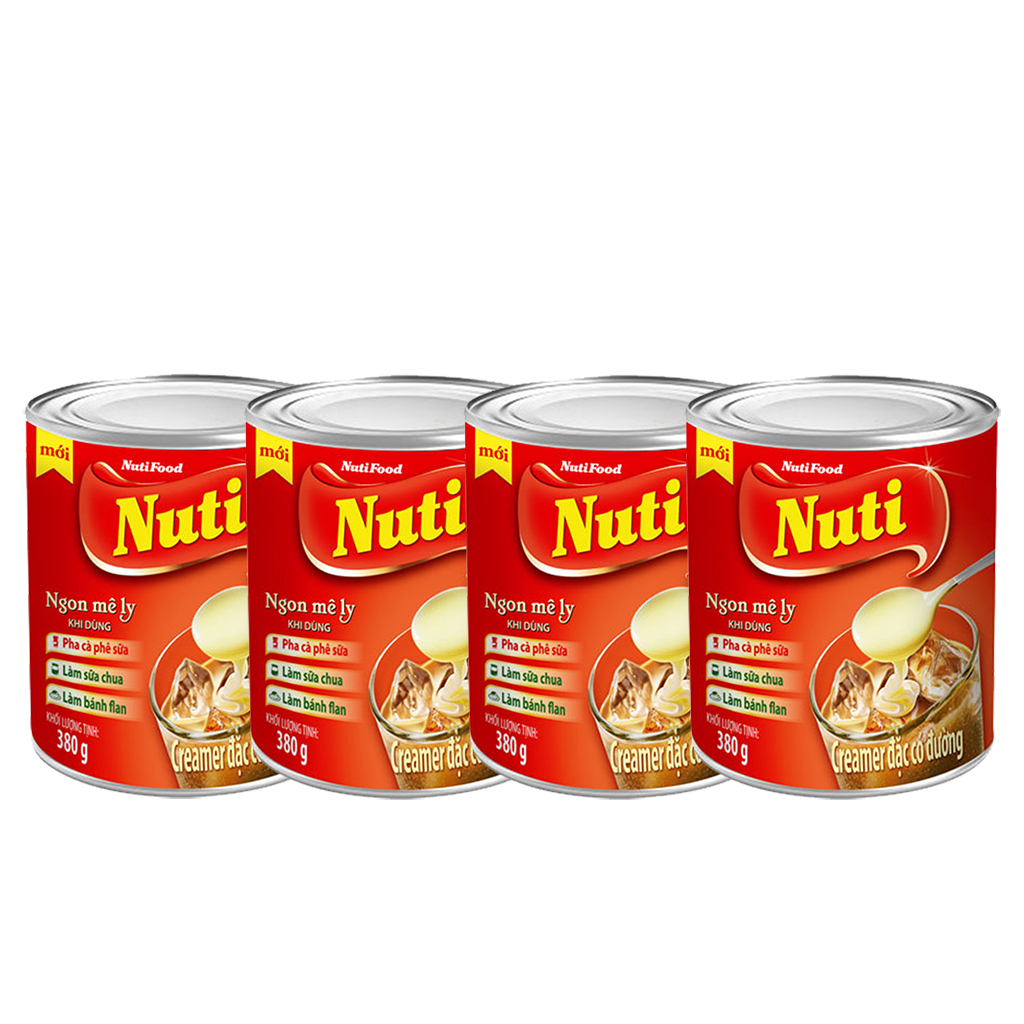 4 lon sữa đặc có đường nuti lon 380g creamer dùng làm bánh,pha cà phê-pup store