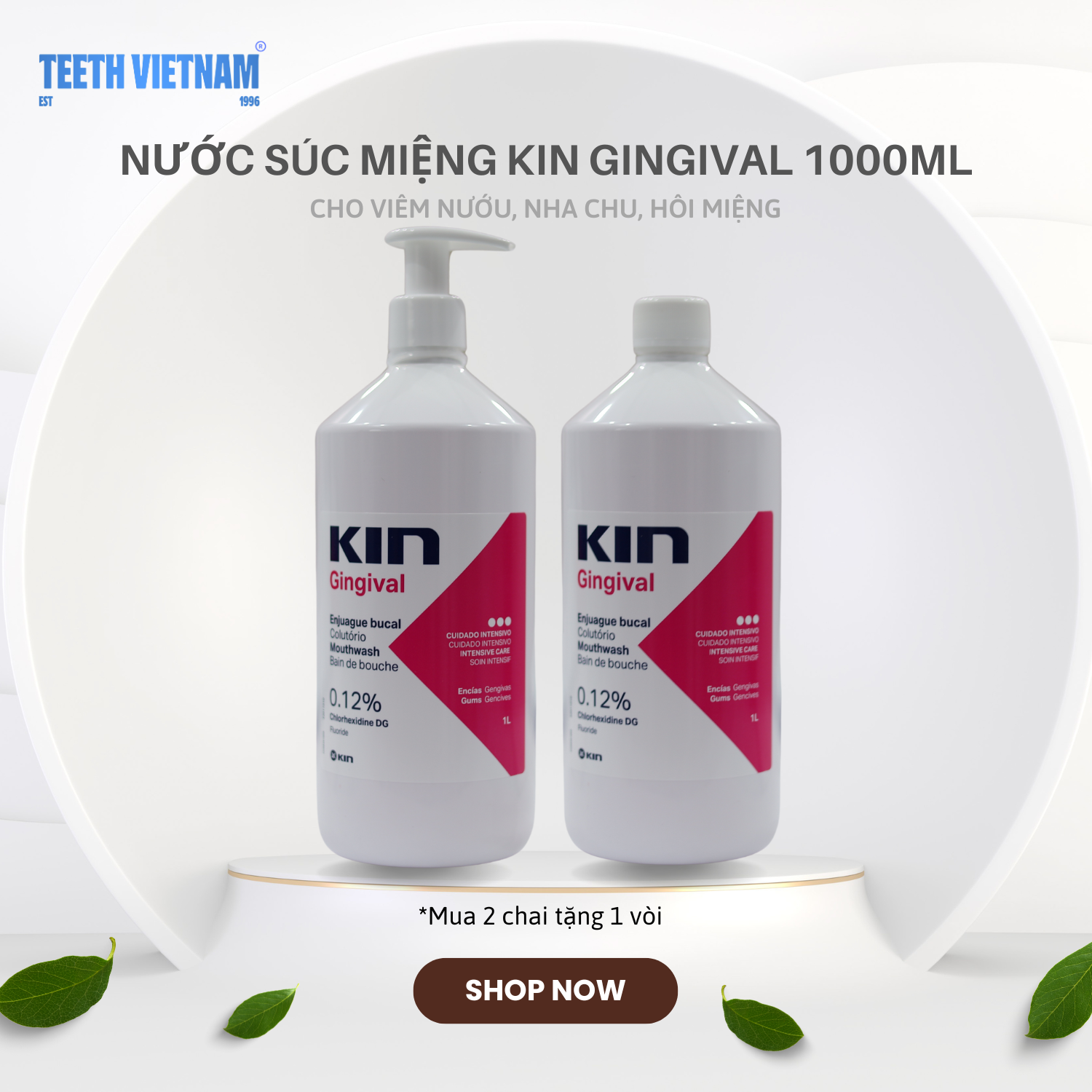 Nước súc miệng kin gingival 1000ml - ngăn ngừa viêm nướu nha chu - hôi miệng - chảy máu chân răng