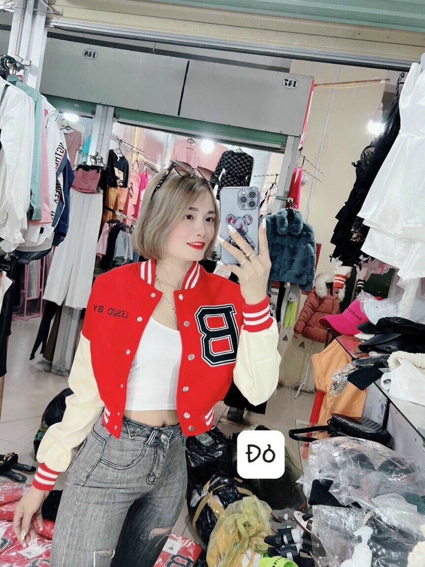 Áo khoác nỉ croptop thêu chữ - Bomber croptop thêu chữ B Siêu thời Trang Cá Tính Năng Động