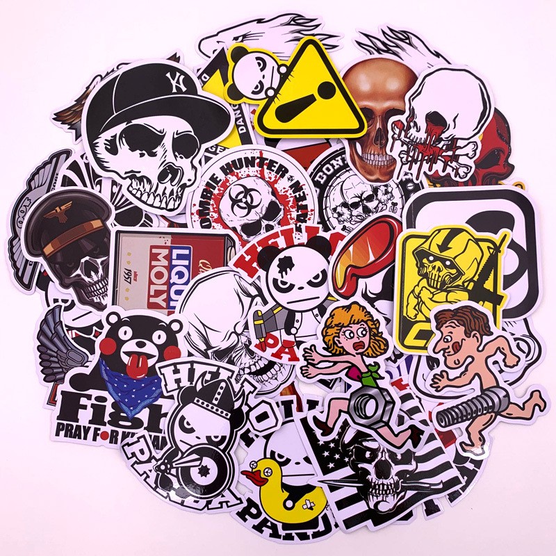 Set 35 sticker miếng dán không thấm nước sắc màu graffiti nhiều chủ đề