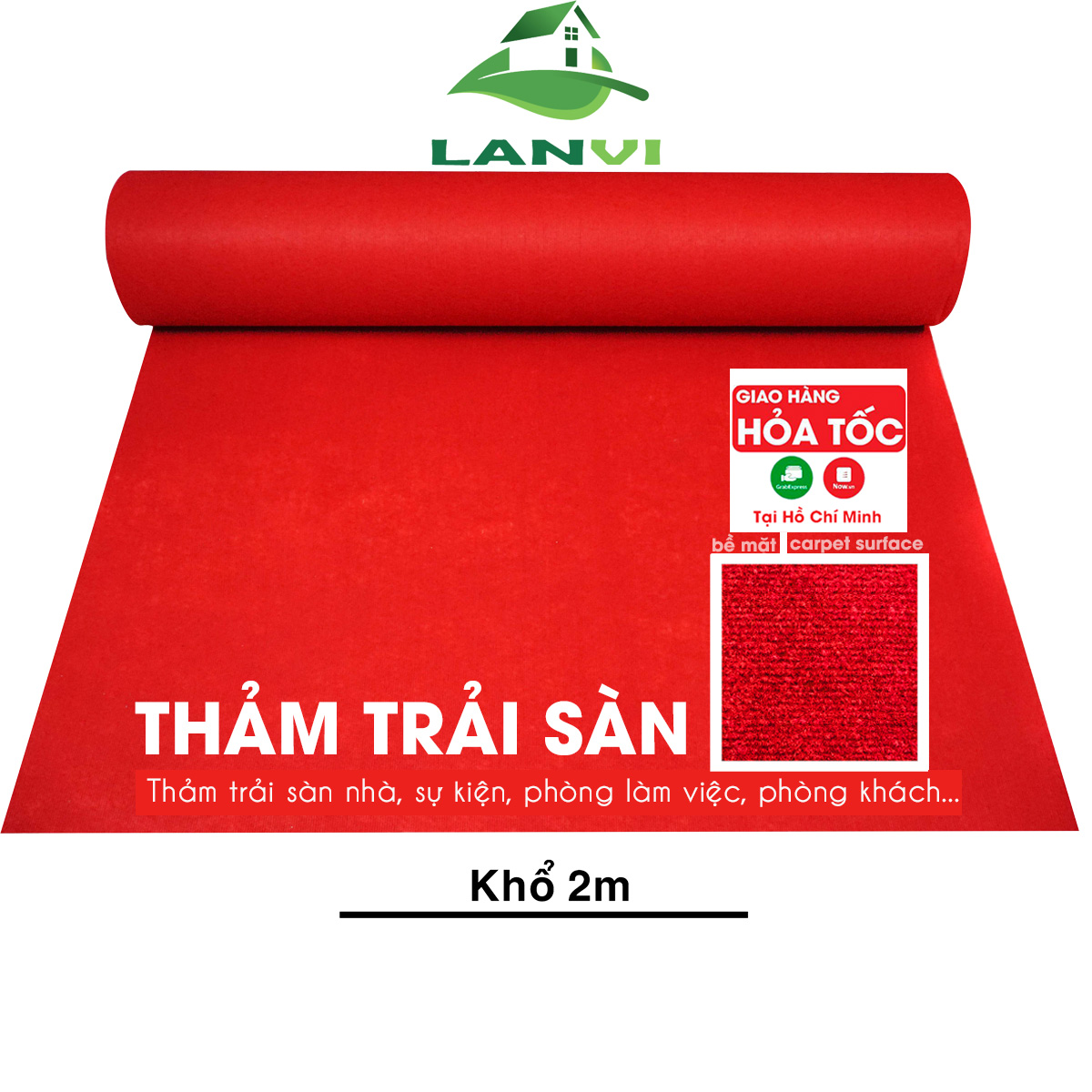 [HCM]Thảm trải sàn màu đỏ tươi - Trải Sàn Nhà- Văn Phòng - Sự Kiện