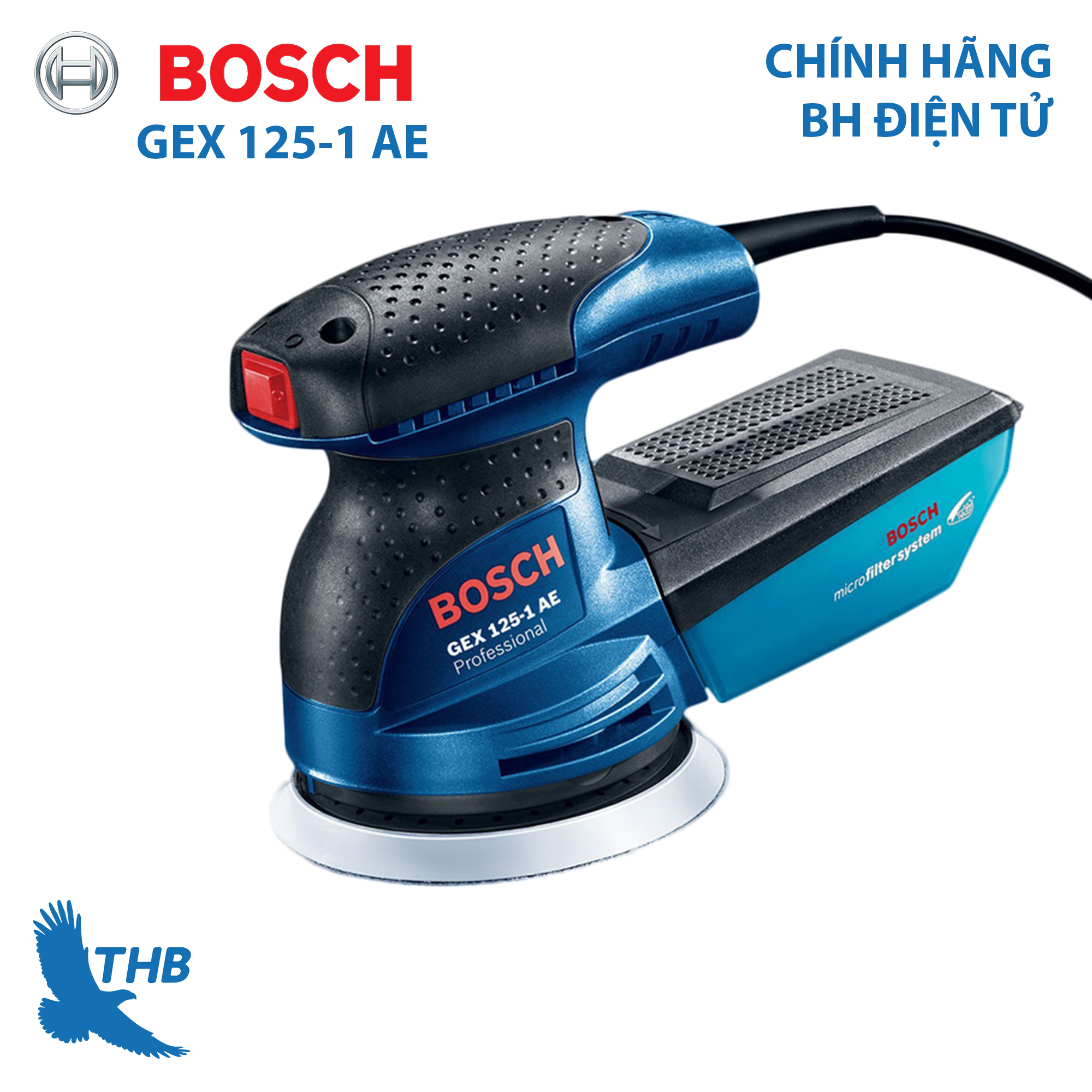 Máy chà rung Máy chà nhám lệch tâm Bosch GEX 125-1 AE đường kính đĩa chà 125mm công suất 125W