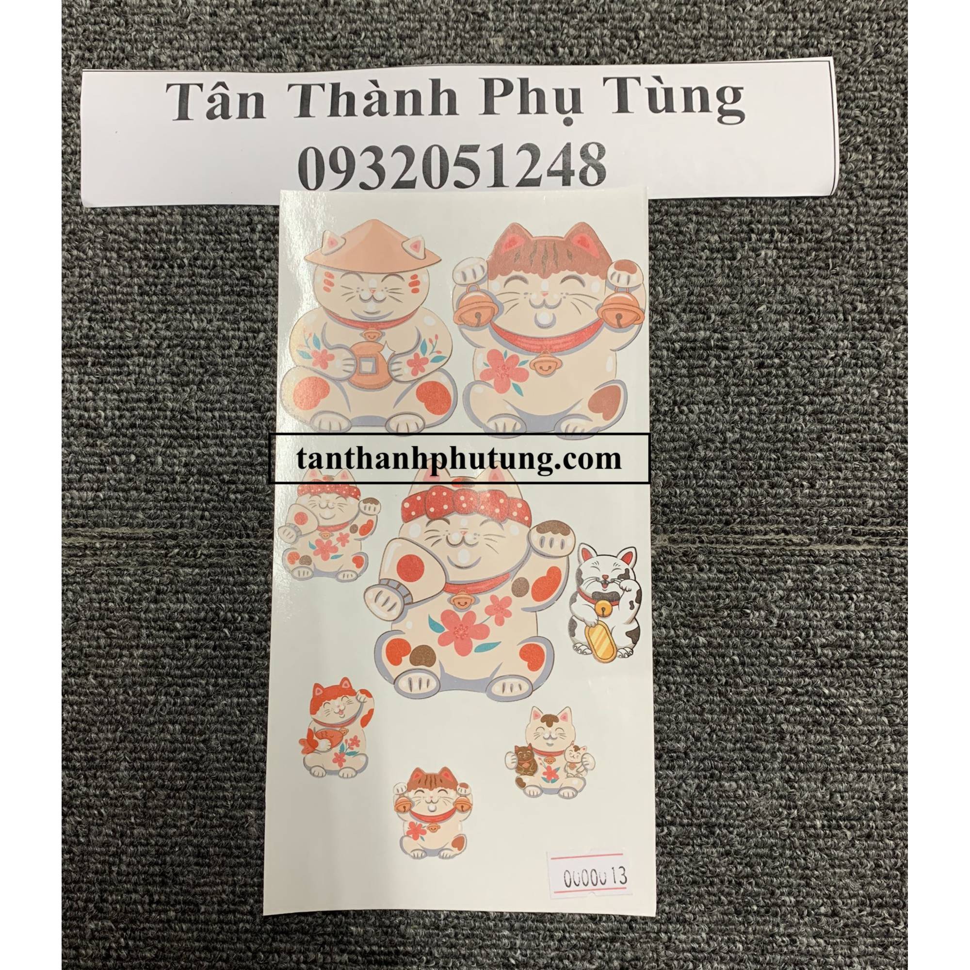 Tem sticker decal trang trí : mèo may mắn sticker nhỏ ms00013