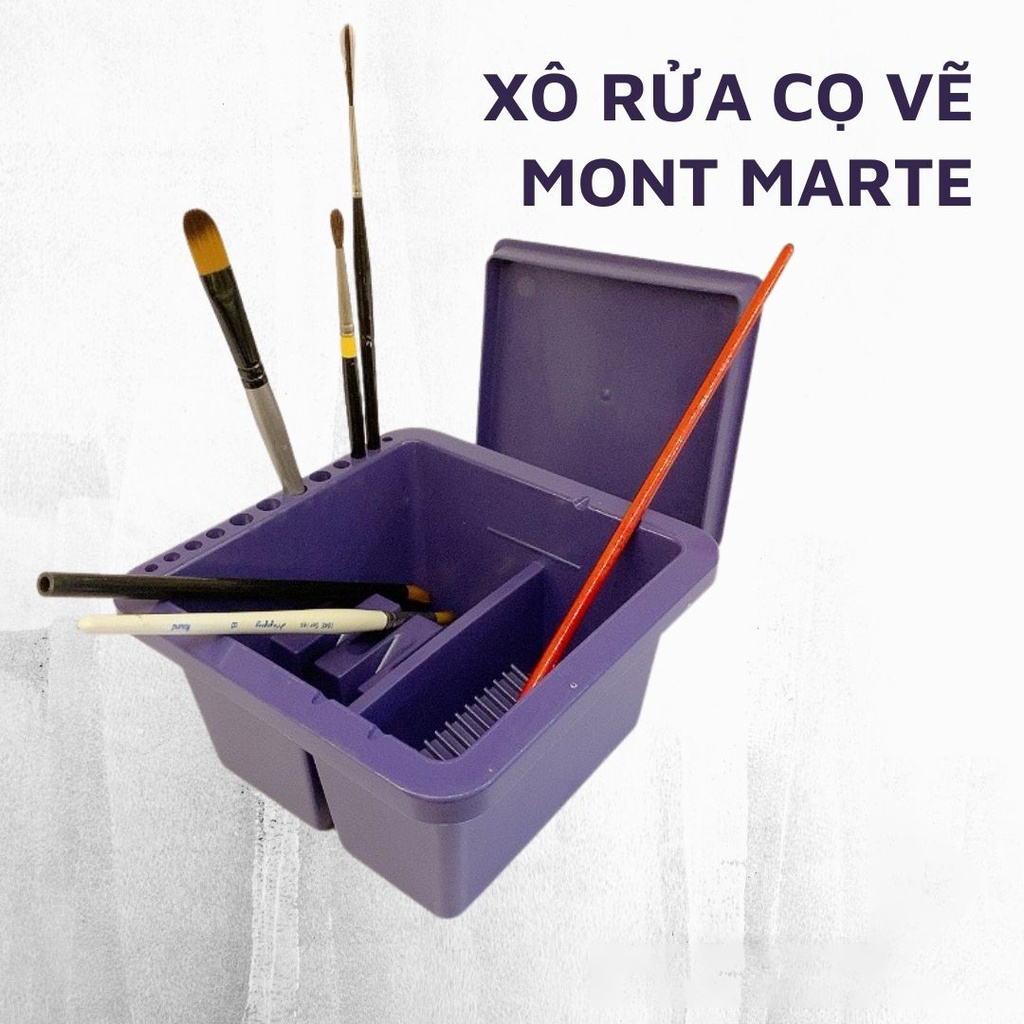 Xô rửa cọ Mont Marte 2 ngăn nhựa vuông