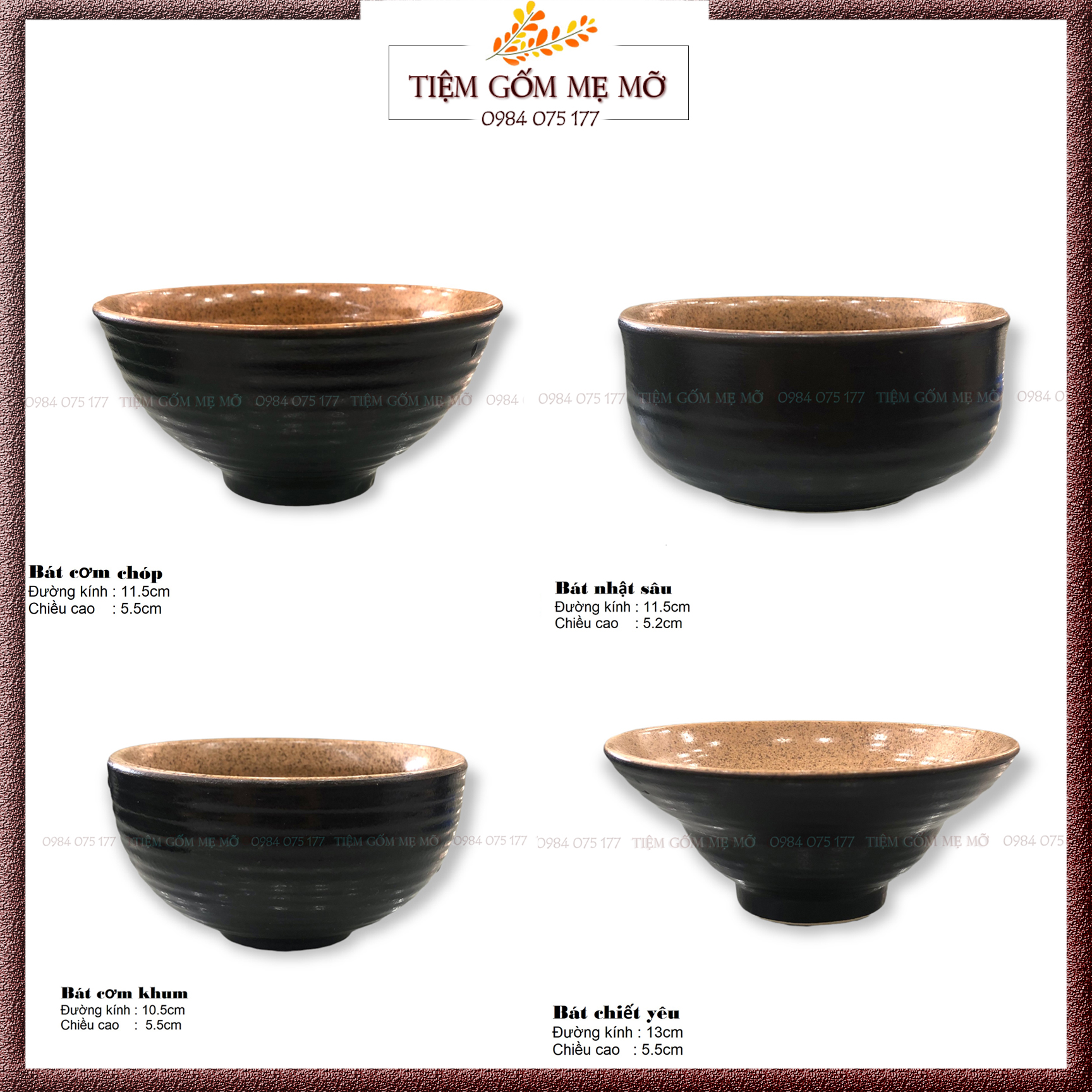 Bát cơm men gốm giả vuốt gốm sứ Bát Tràng phong cách Nhật Bản