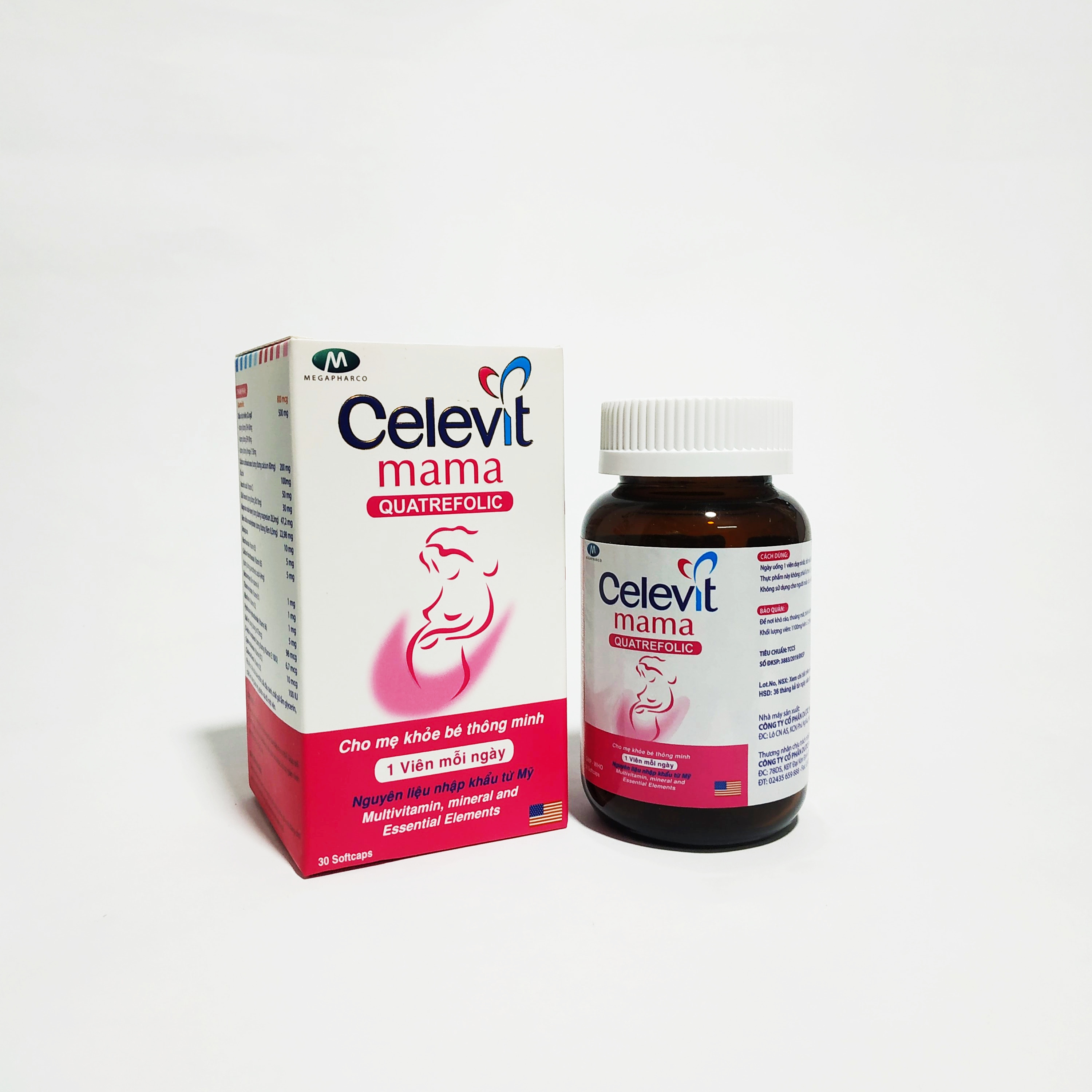 Viên Uống Bổ Sung Sắt Tổng Hợp Celevit Mama - Ngày Dùng 1 Viên Duy Nhất - Bổ Sung Dưỡng Chất Cho Mẹ Bầu - Trước Sinh - Sau Sinh - Đang Cho Con Bú - Giảm Các Triệu Chứng Ốm Nghén - Lọ 30 Viên