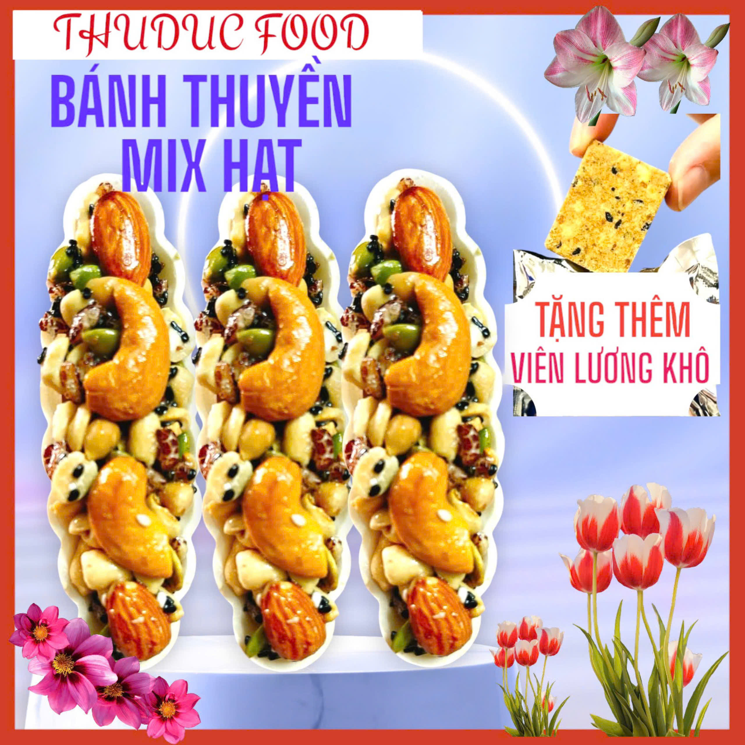  BÁNH THUYỀN Mix Hạt dinh dưỡng   Tặng 1 viên Lương khô  