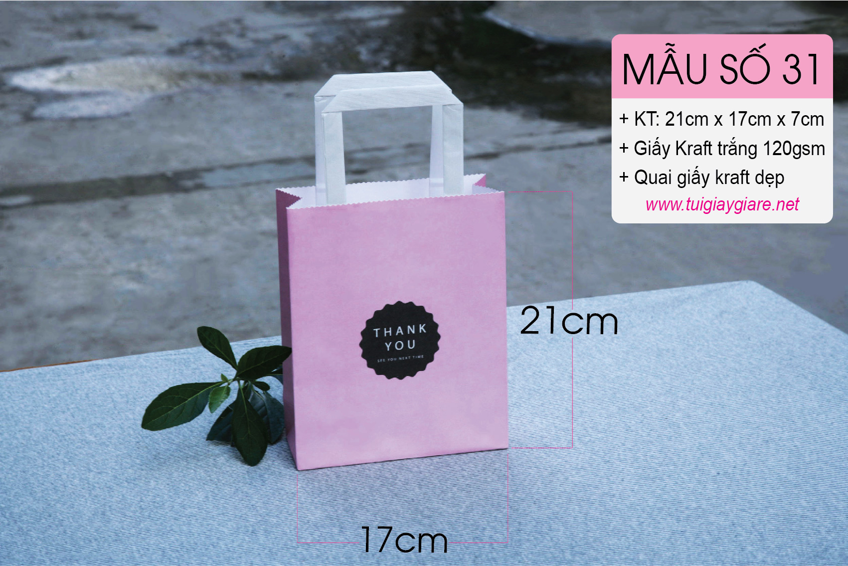 25 cái Túi số 31 Hồng phấn - Túi giấy kraft trắng cỡ A5 đựng quà tặng thời trang mỹ phẩm nước hoa