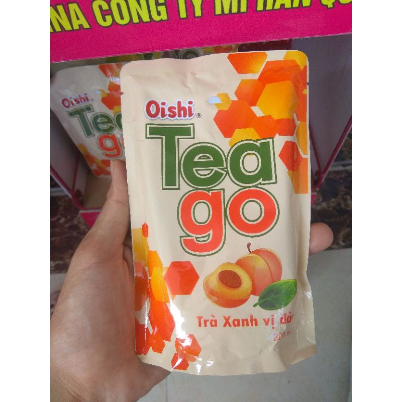 Combo 10 bịch trà xanh Tea go Oishi vị đào(200ml/1 bịch)