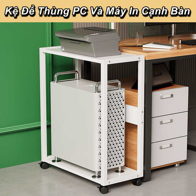 Kệ Máy Tính để Máy In cho văn phòng công ty Office Side Chamfer Roller - có bánh xe ⚜️Home and Garden⚜️