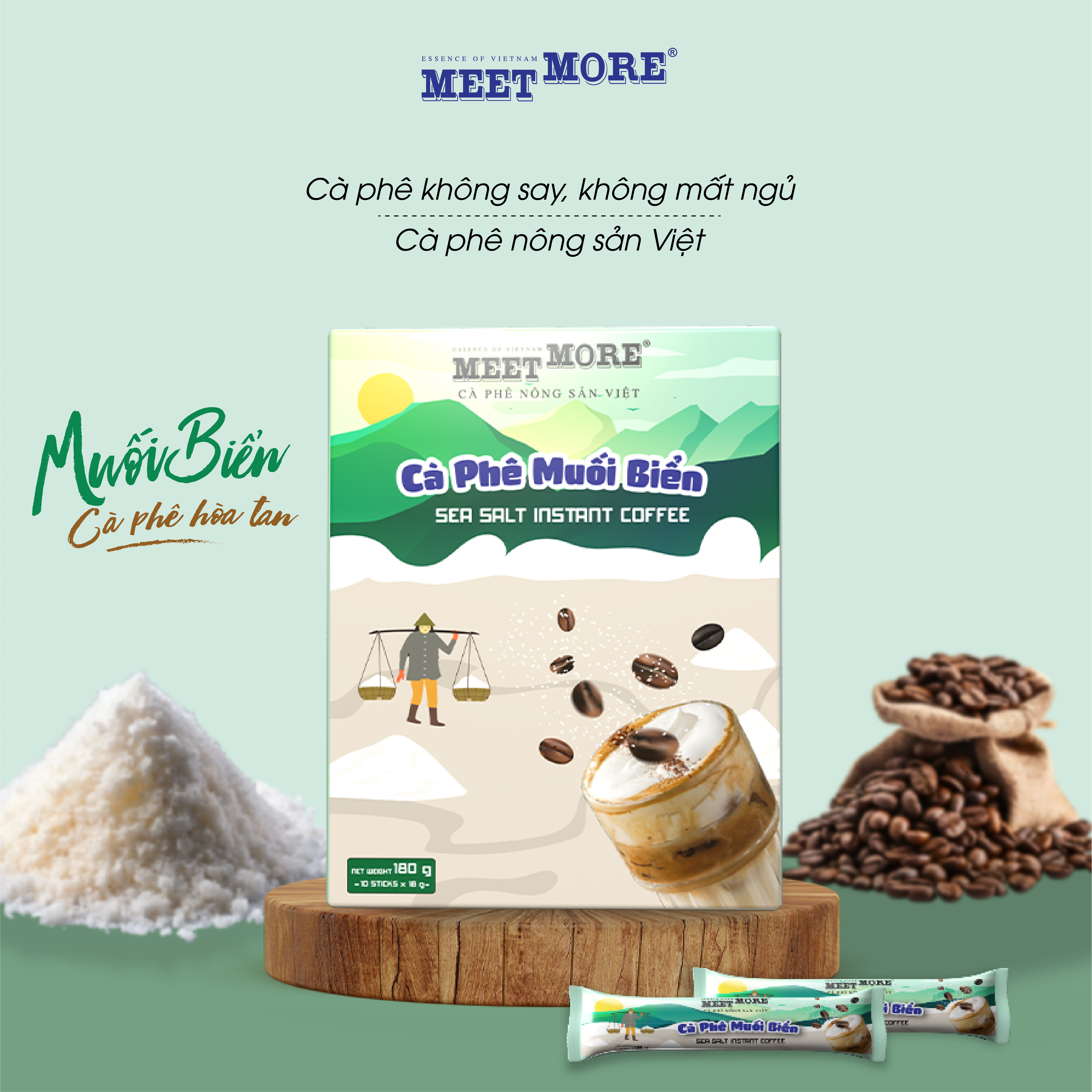 Hộp cà phê hòa tan vị muối biển Meet More