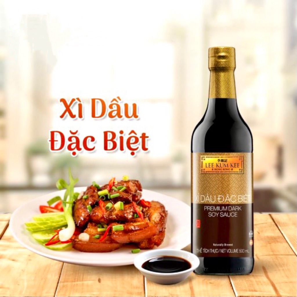 Hắc xì dầu cao cấp lee kum kee - xì dầu đặc biệt premium dark soy sauce - chai 500ml