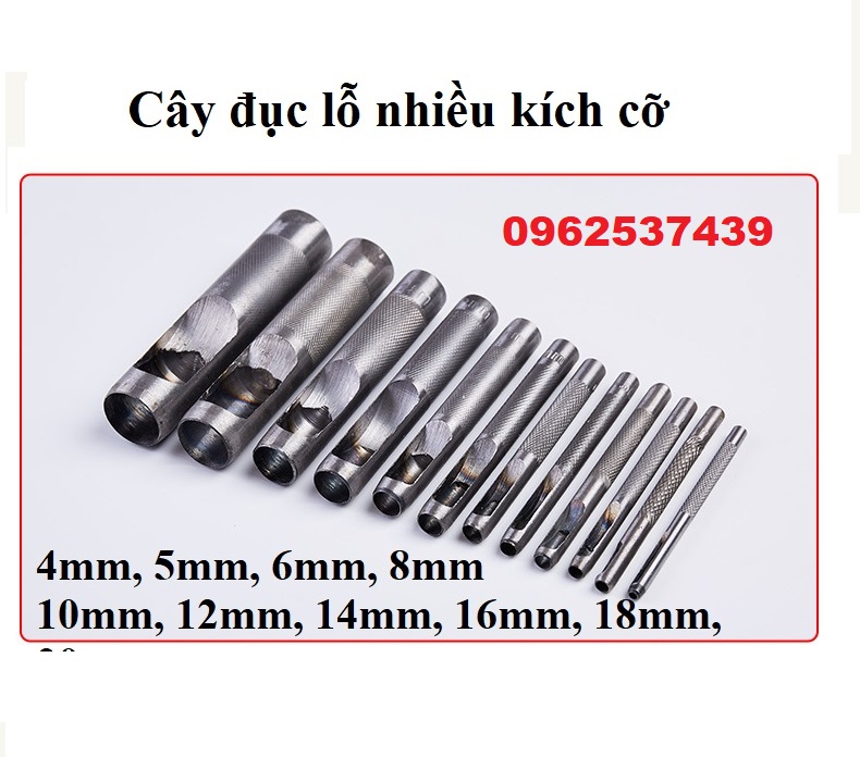 [HCM]Cây đục lỗ Dụng cụ đục lỗ tròn Size 1-1.5-2-2.5-3-3.5-4-5-6-7-8-9-10mm Bằng thép trắng Sắc bén Hàng nhập loại tốt