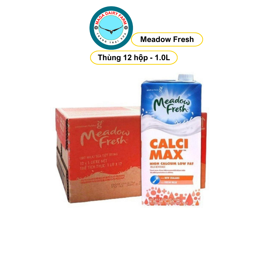 [Thùng] Sữa tươi Meadow Fresh Calci Max ít béo 1L - nhập Úc