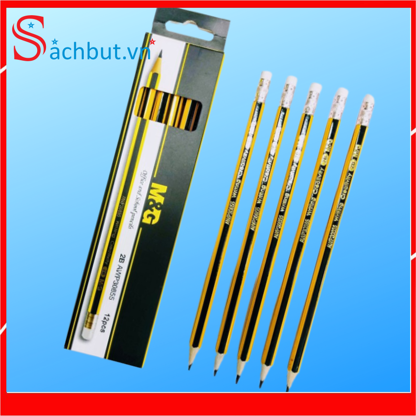 Bút chì gỗ 2b mg có đầu tẩy awp30855