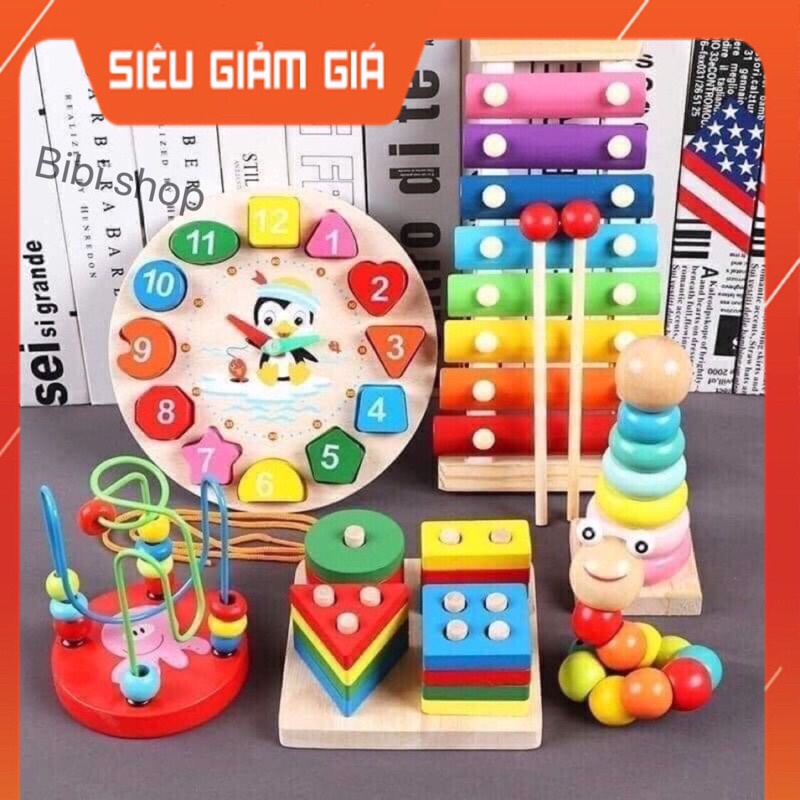Bộ combo 6 món đồ chơi bằng gỗ cho bé