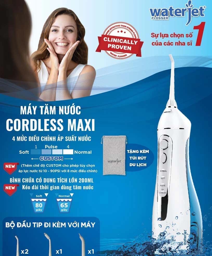 Máy tăm nước du lịch WaterJet Flosser Cordless Maxi WJ-900