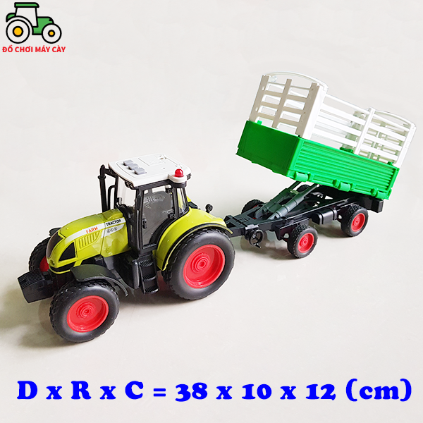 Máy kéo 120 HP + Rơ mooc thùng - Chạy trớn, có đèn và nhạc;  xe máy cày đồ chơi, xe nông trại; MK03RM