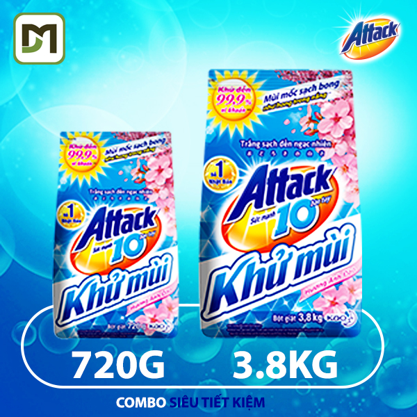 Bột giặt Attack khử mùi hương hoa anh đào gói lớn 4.2kg