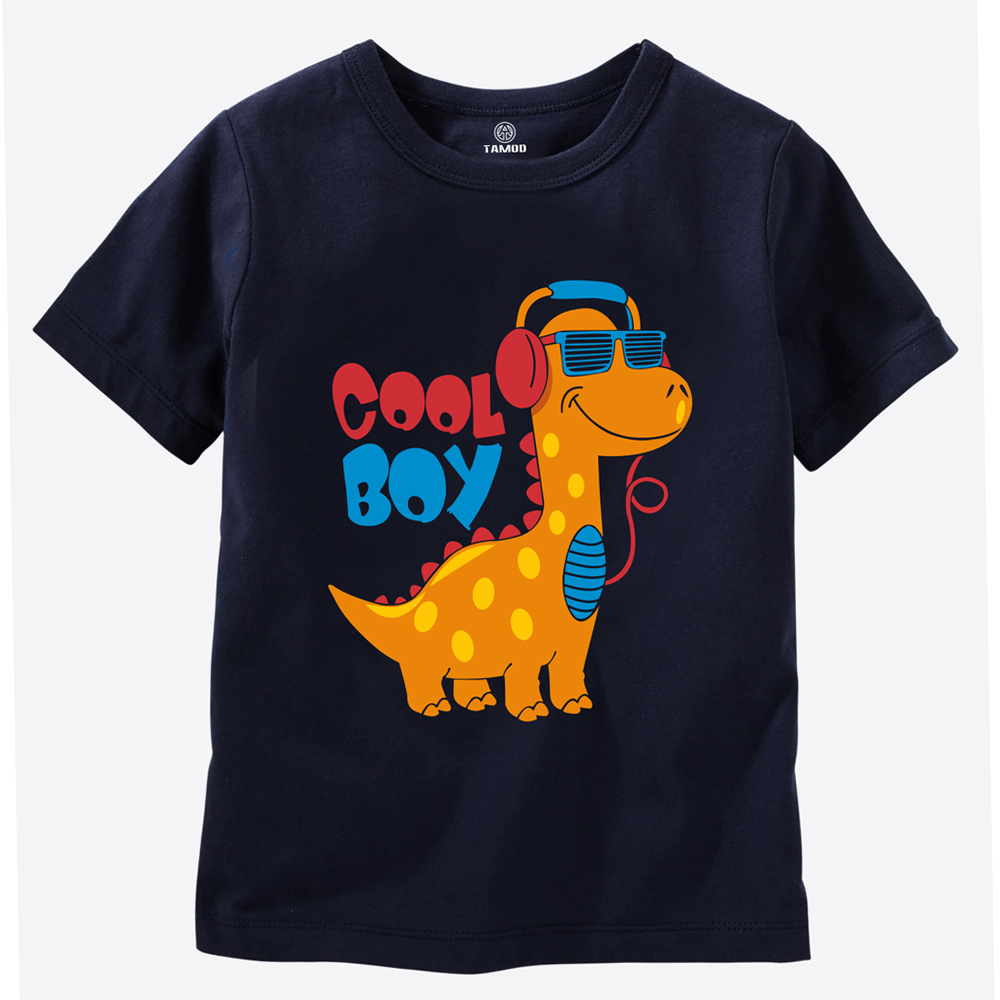 áo bè trai khủng long màu xanh Navy chất thun thương hiệu TAMOD sành điệu cho bé trai.