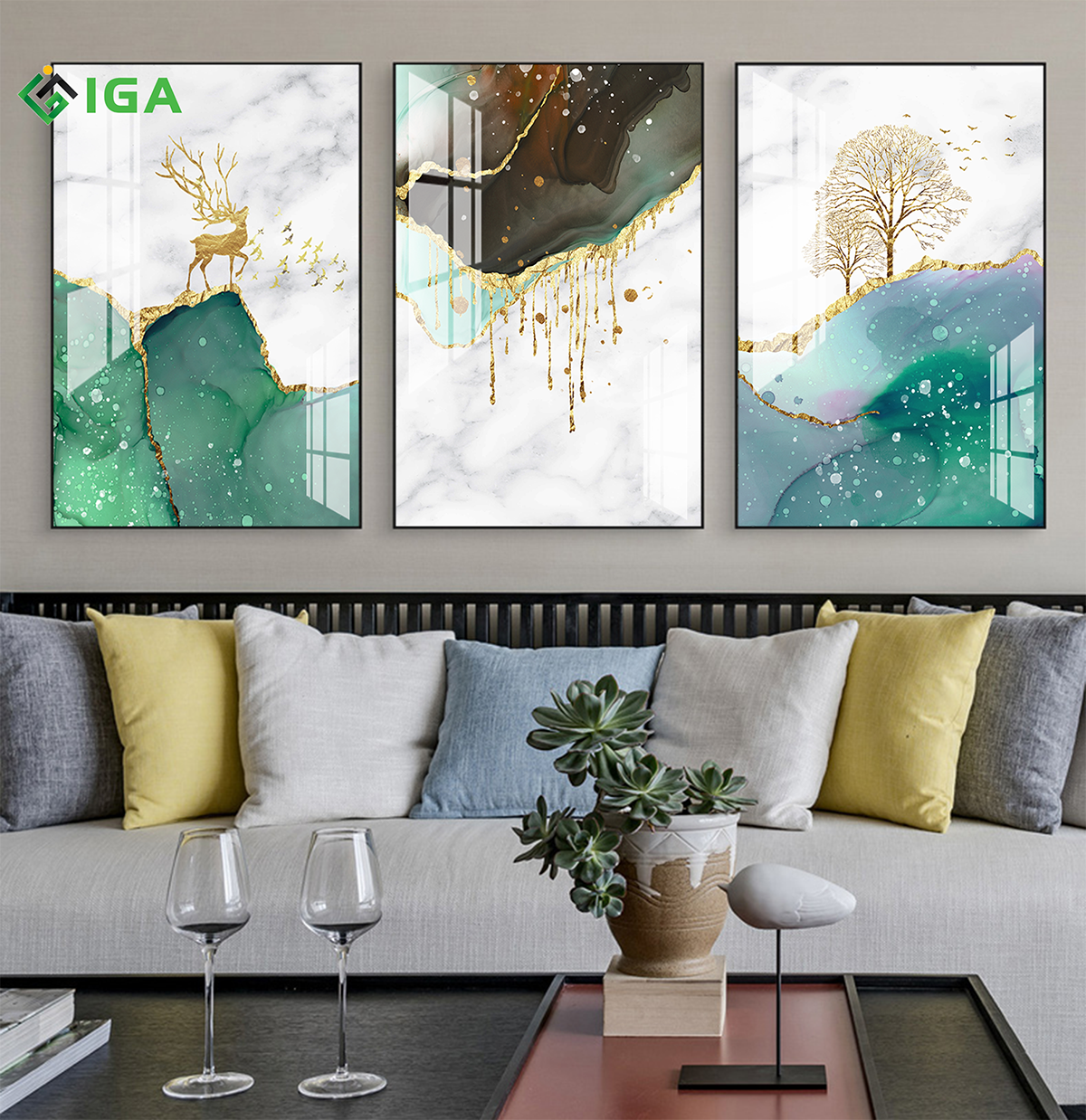 Tranh tráng gương treo tường 3D trừu tượng thường hiệu IGEA - GD40