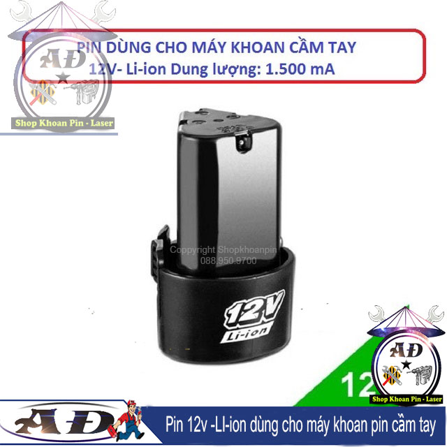 Pin 12v 1500 mah dùng cho các loại máy khoan pin 12v