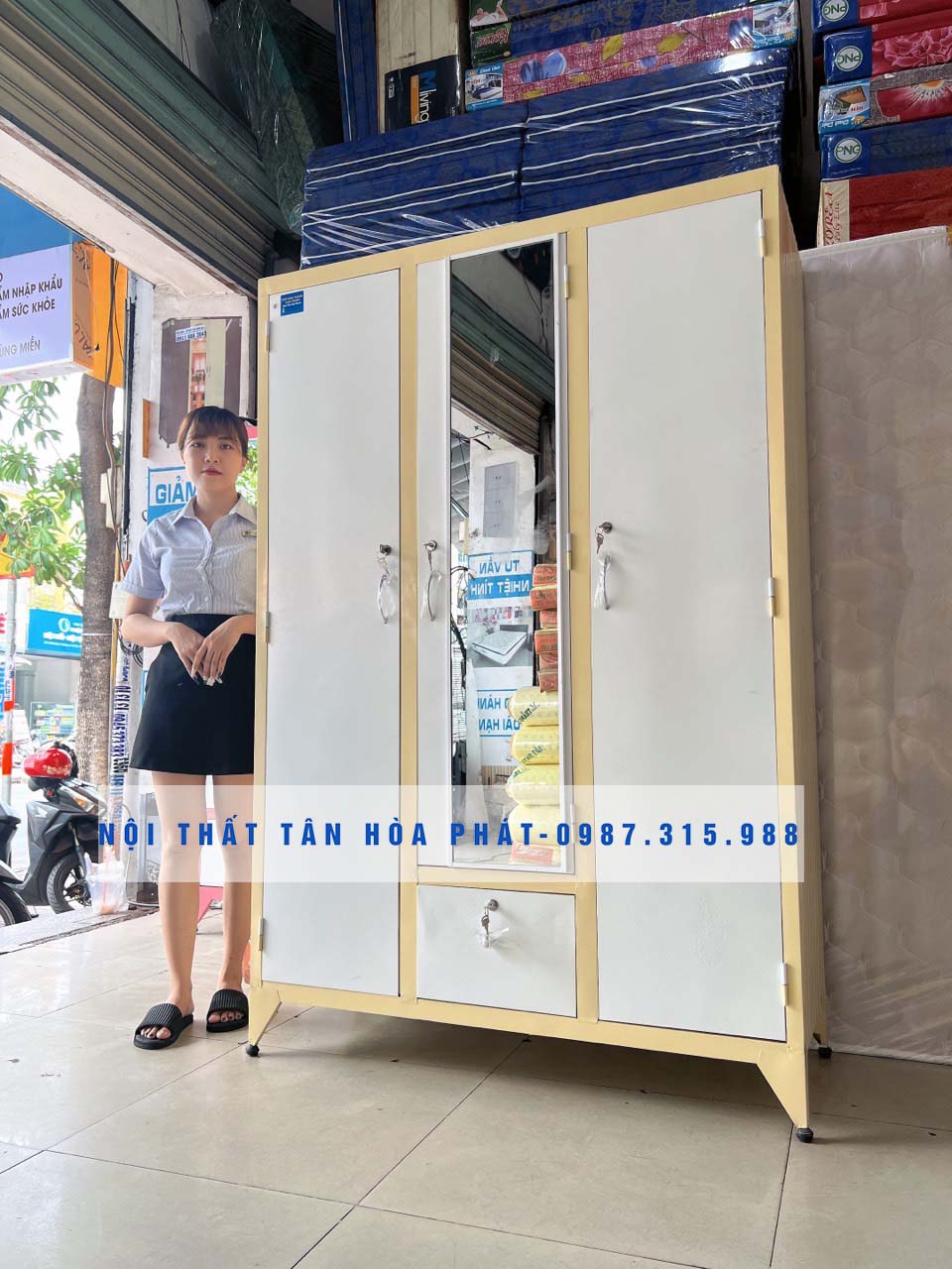 Tủ quần áo sơn tĩnh điện 1m2x1m8 nội thất tân hòa phát