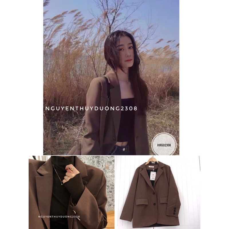 Áo Blazer 2 Lớp Nâu Hiện Đại/Áo Vest Nắp Túi Mẫu Mới