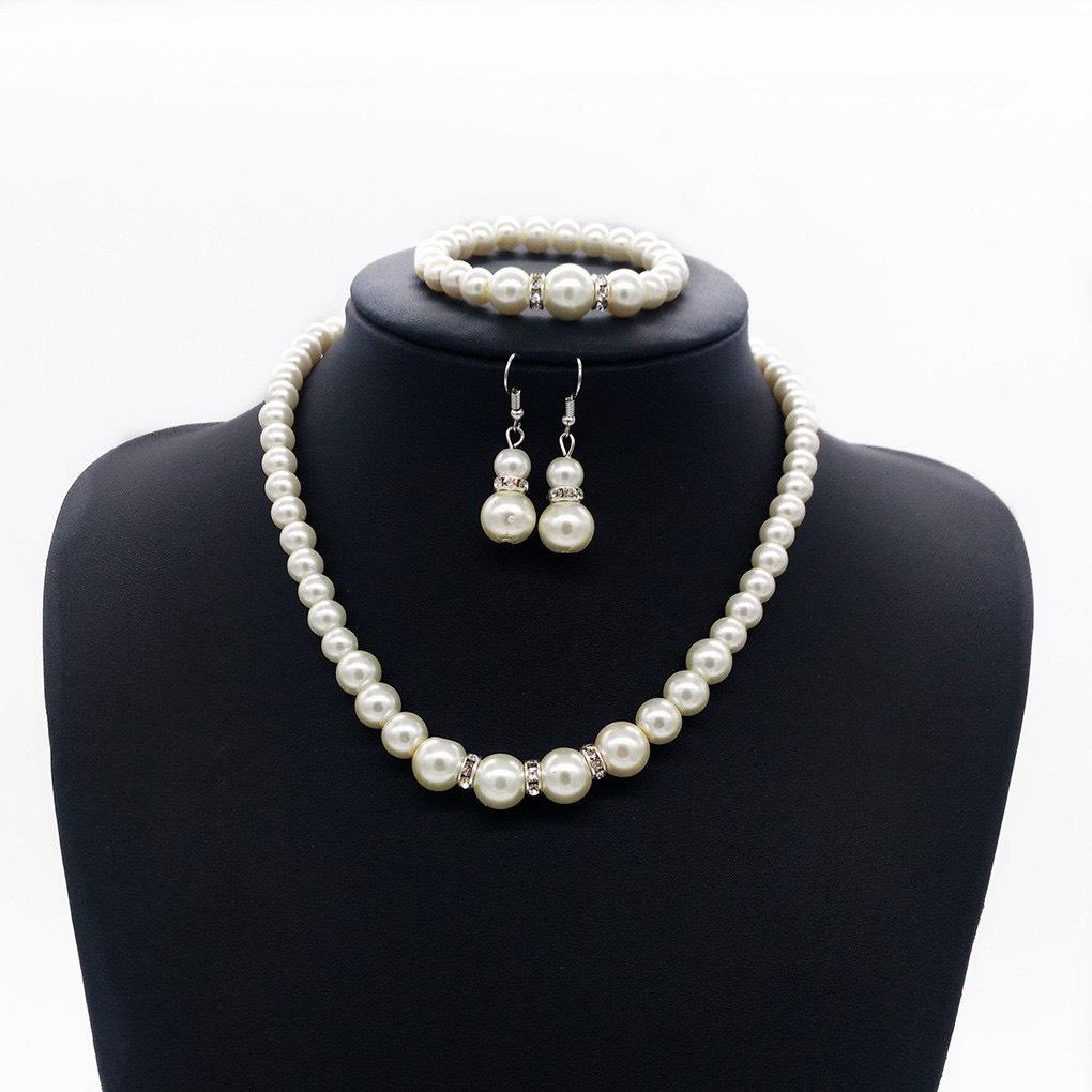 [HCM]Set vòng cổ+hoa tai+vòng tay bằng ngọc trai đẳng cấp